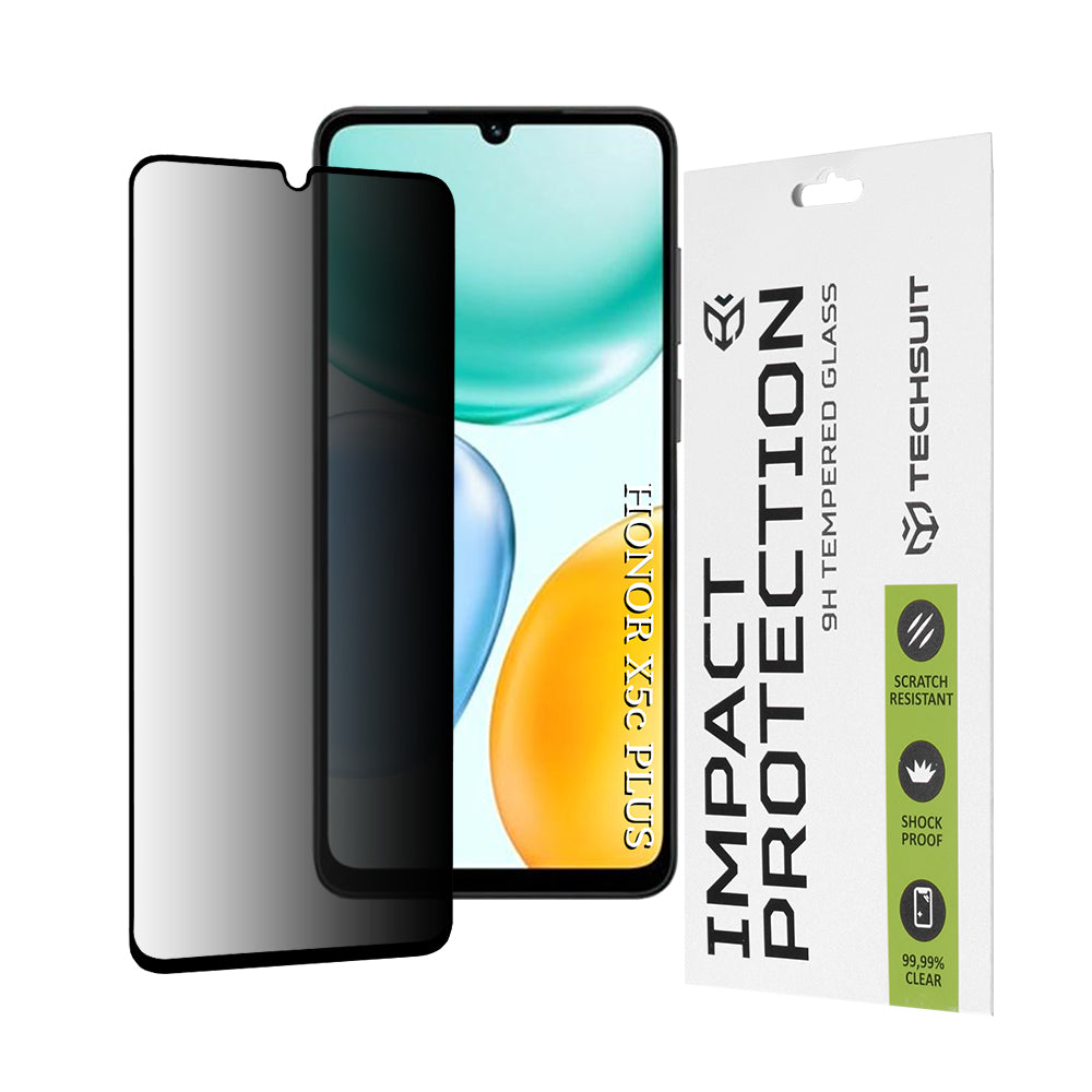 Zaštitna folija za ekran Privacy Techsuit za Honor X5c Plus, Kaljeno staklo, Full Glue, 111D