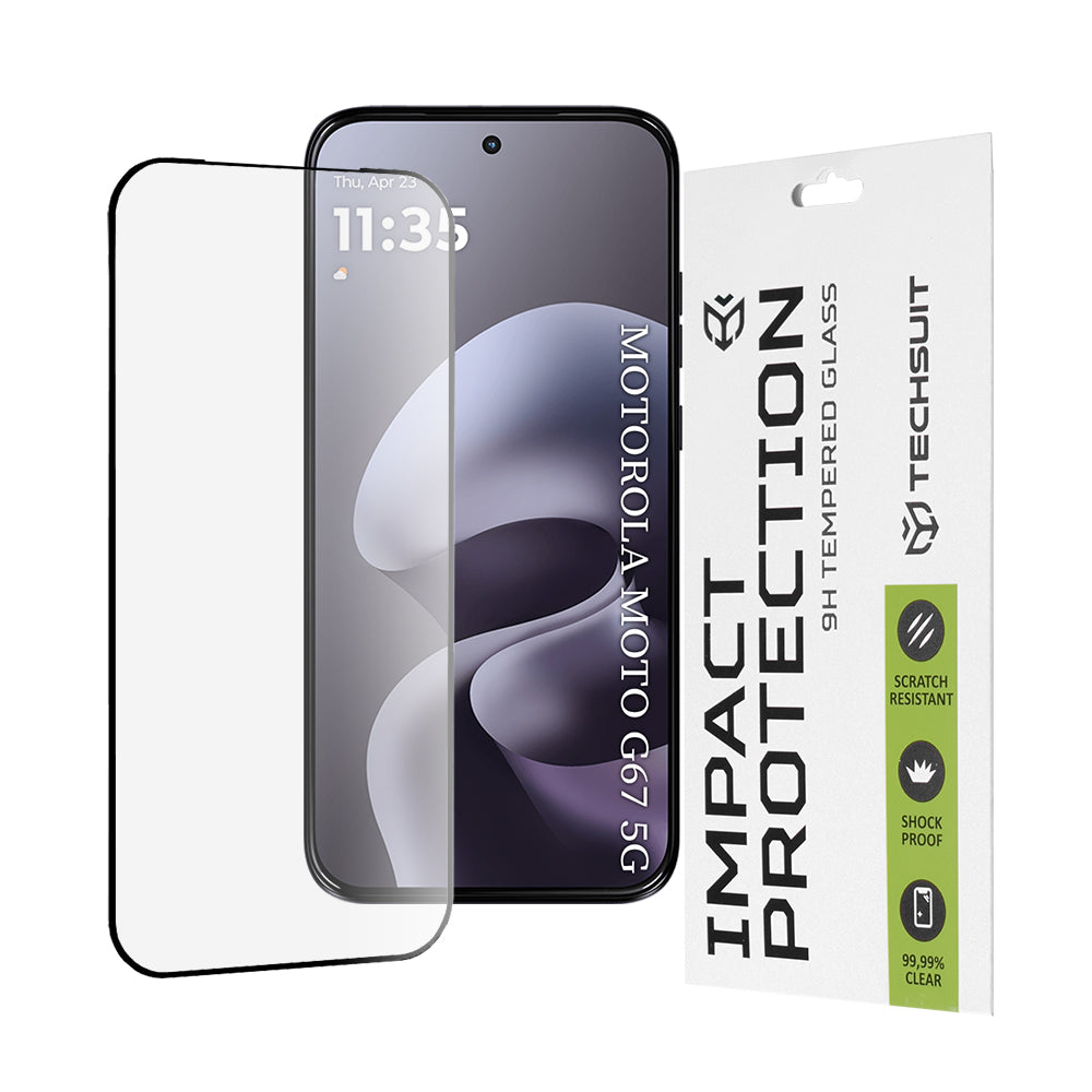 Folija za zaštitu ekrana Techsuit za Motorola Moto G77 / G67, Kaljeno staklo, Full Glue, 111D, Crna
