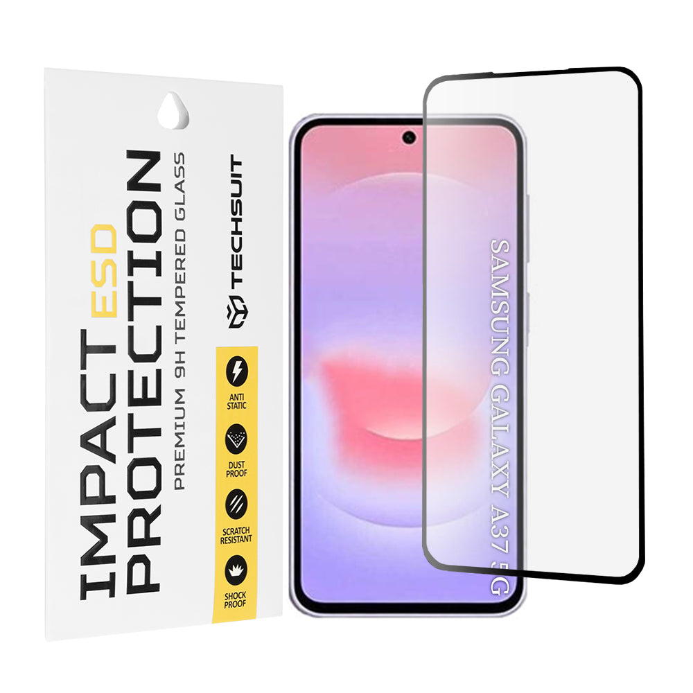Folija za zaštitu ekrana Techsuit za Samsung Galaxy A37 5G, Kaljeno staklo, Full Glue, Crna