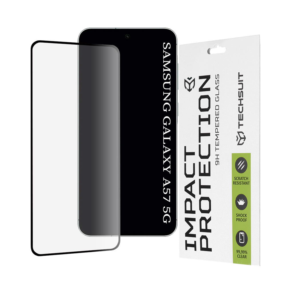 Folija za zaštitu ekrana Techsuit za Samsung Galaxy A57 5G, Kaljeno staklo, Full Glue, 111D, Crna