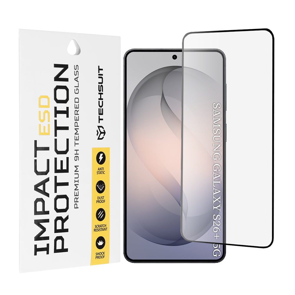 Folija za zaštitu ekrana Techsuit za Samsung Galaxy S26 Plus S947, Kaljeno staklo, Full Glue, Crna