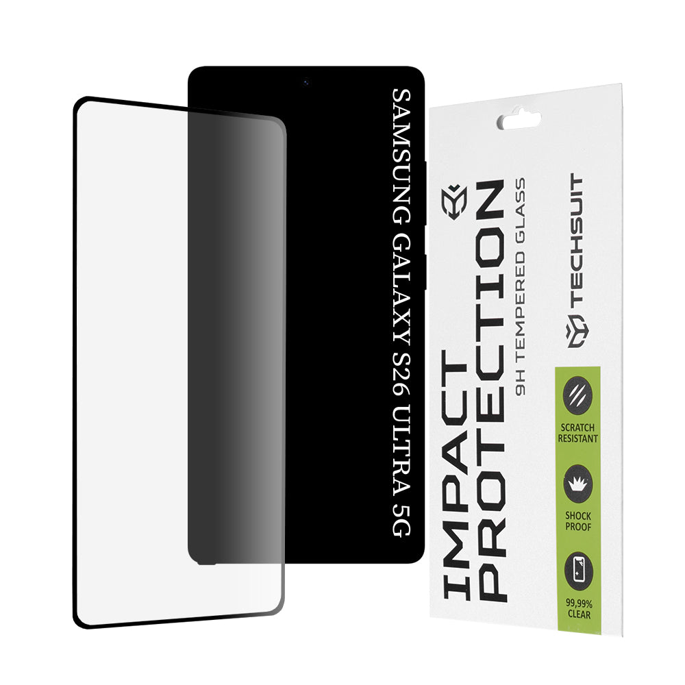 Folija za zaštitu ekrana Techsuit za Samsung Galaxy S26 Ultra S948, Kaljeno staklo, Full Glue, 111D, Crna