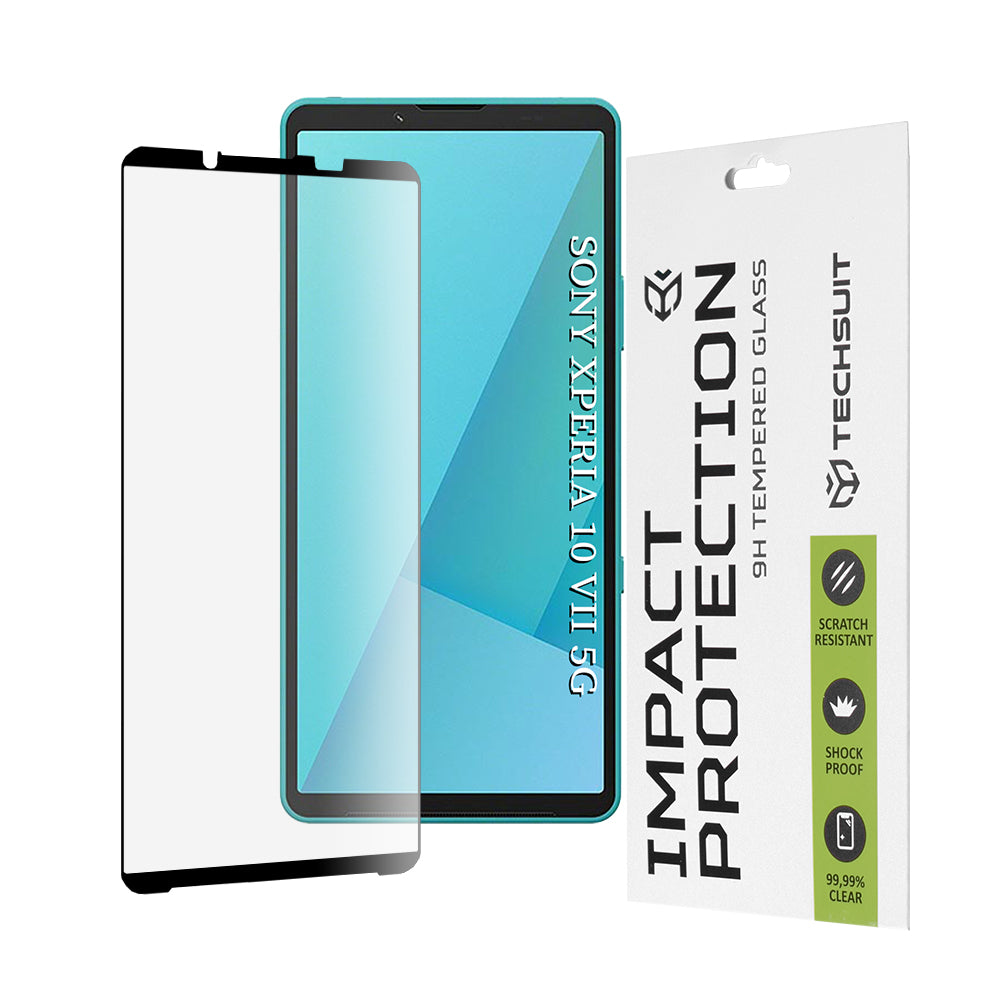 Zaštitna folija za ekran Techsuit za Sony Xperia 10 VII, Kaljeno staklo, Full Glue, 111D, Crna