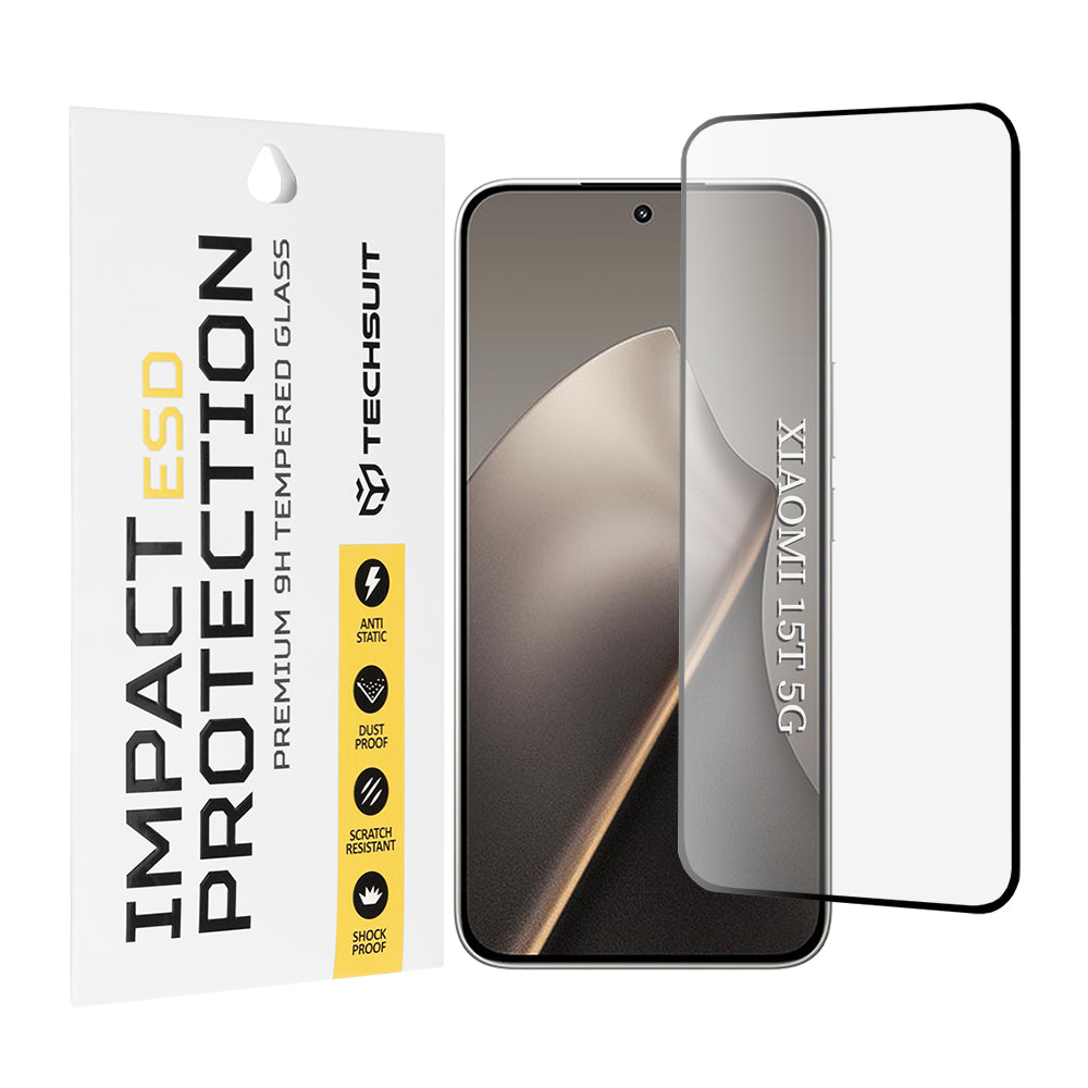 Folija za zaštitu ekrana Techsuit za Xiaomi 15T, Kaljeno staklo, Full Glue, Crna