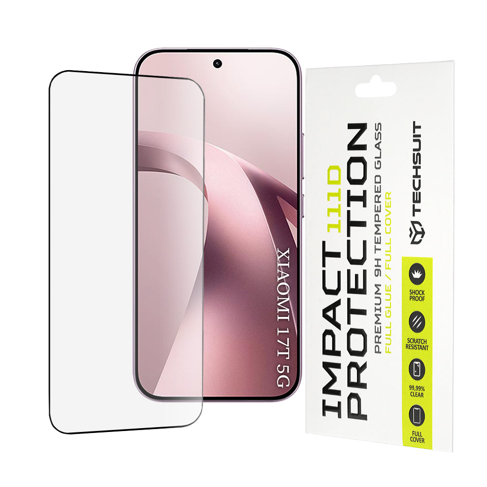 Zaštitna folija za ekran Techsuit za Xiaomi 17T, Kaljeno staklo, Full Glue, 111D, Crna