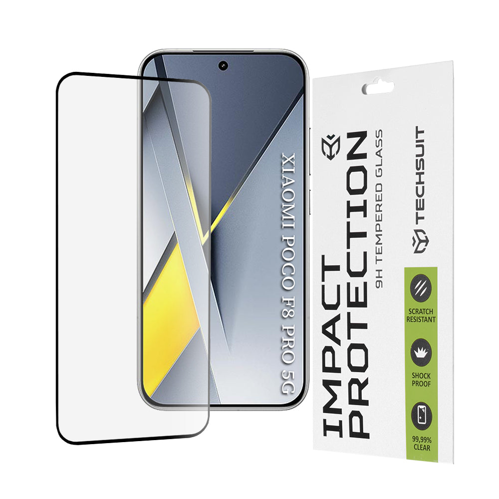 Zaštitna folija za ekran Techsuit za Xiaomi Poco F8 Pro, Kaljeno staklo, Full Glue, 111D, Crna