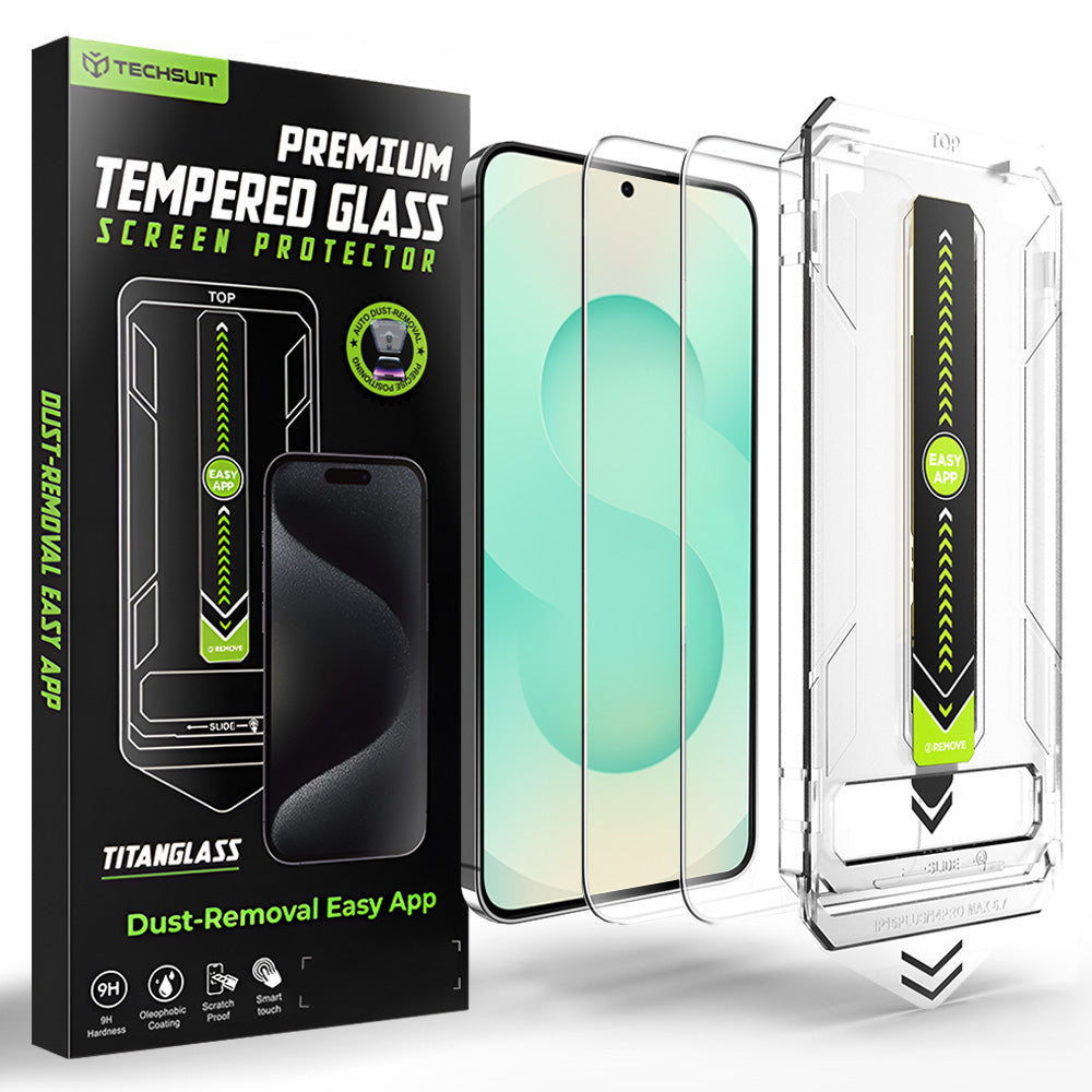 Folija za zaštitu ekrana Techsuit TitanGlass CrystalHD za Samsung Galaxy S26 Plus S947, Kaljeno staklo, Full Glue, Set od 2 komada