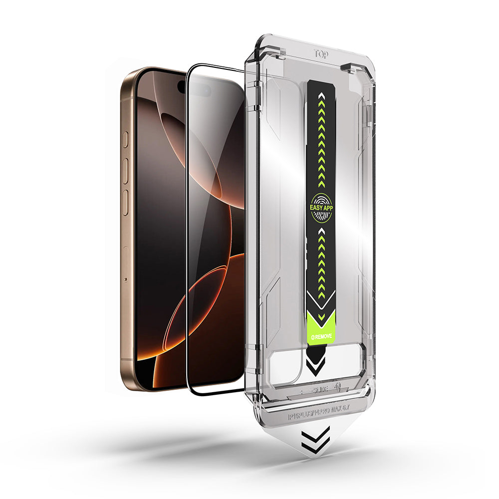 Folija za zaštitu ekrana Techsuit TitanGlass za Apple iPhone 17 / 16 Pro, Kaljeno staklo, Full Glue, Crna