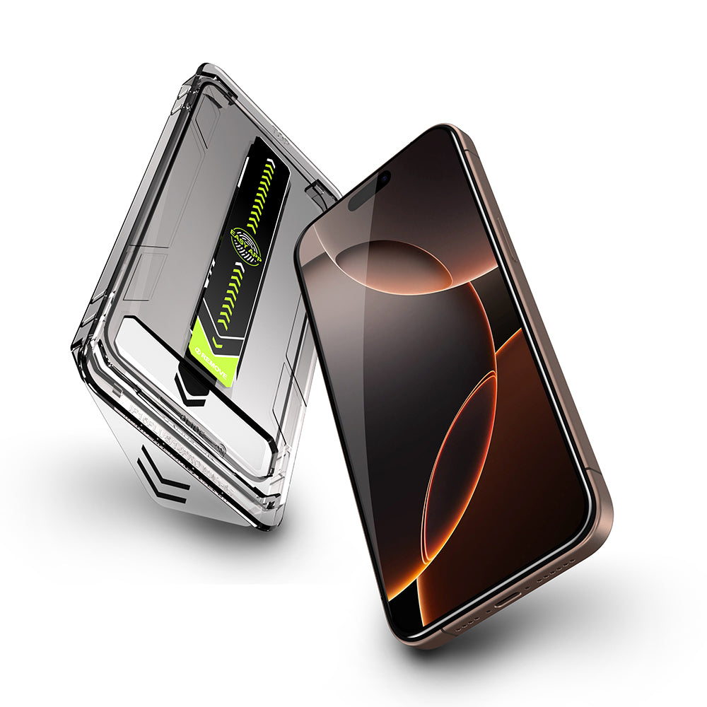 Folija za zaštitu ekrana Techsuit TitanGlass za Apple iPhone 17 / 16 Pro, Kaljeno staklo, Full Glue, Crna