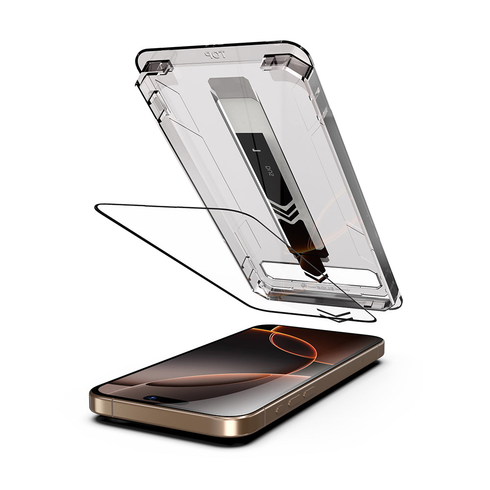 Folija za zaštitu ekrana Techsuit TitanGlass za Apple iPhone 17 / 16 Pro, Kaljeno staklo, Full Glue, Crna