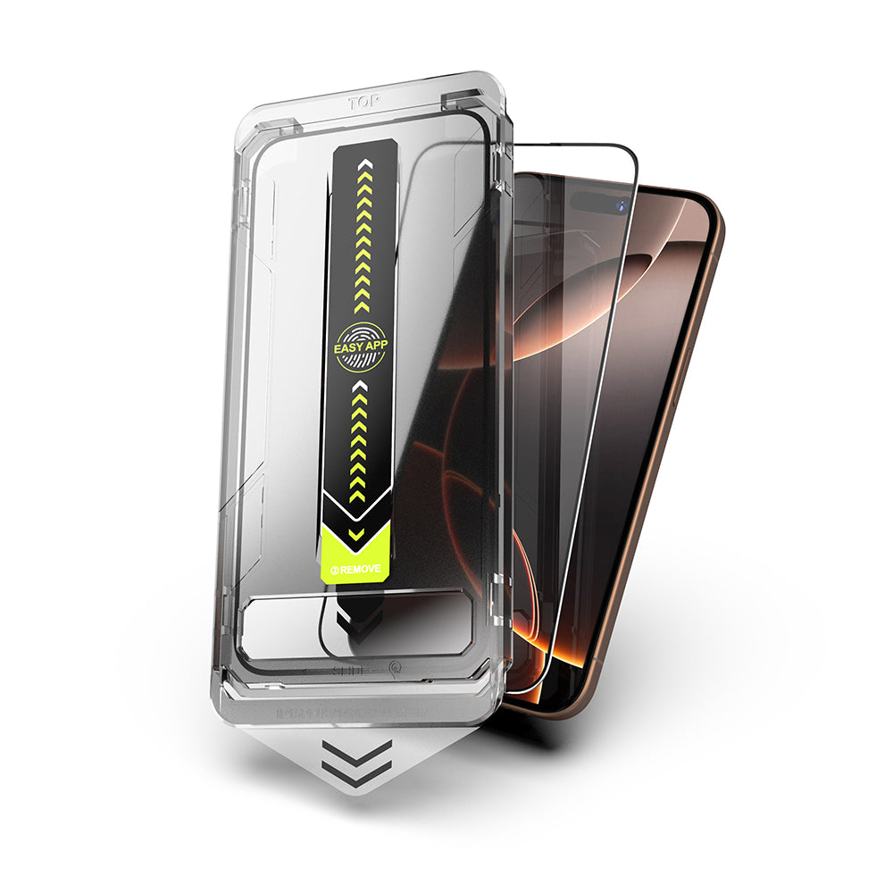 Folija za zaštitu ekrana Techsuit TitanGlass za Apple iPhone 17 / 16 Pro, Kaljeno staklo, Full Glue, Crna