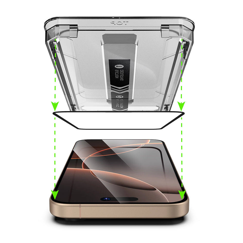 Folija za zaštitu ekrana Techsuit TitanGlass za Apple iPhone 17 / 16 Pro, Kaljeno staklo, Full Glue, Crna