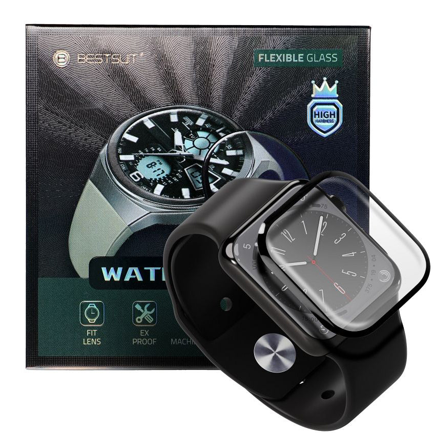 Folija zaštite Bestsuit za Apple Watch 9 / 8 45mm serija, Fleksibilno staklo, Crna