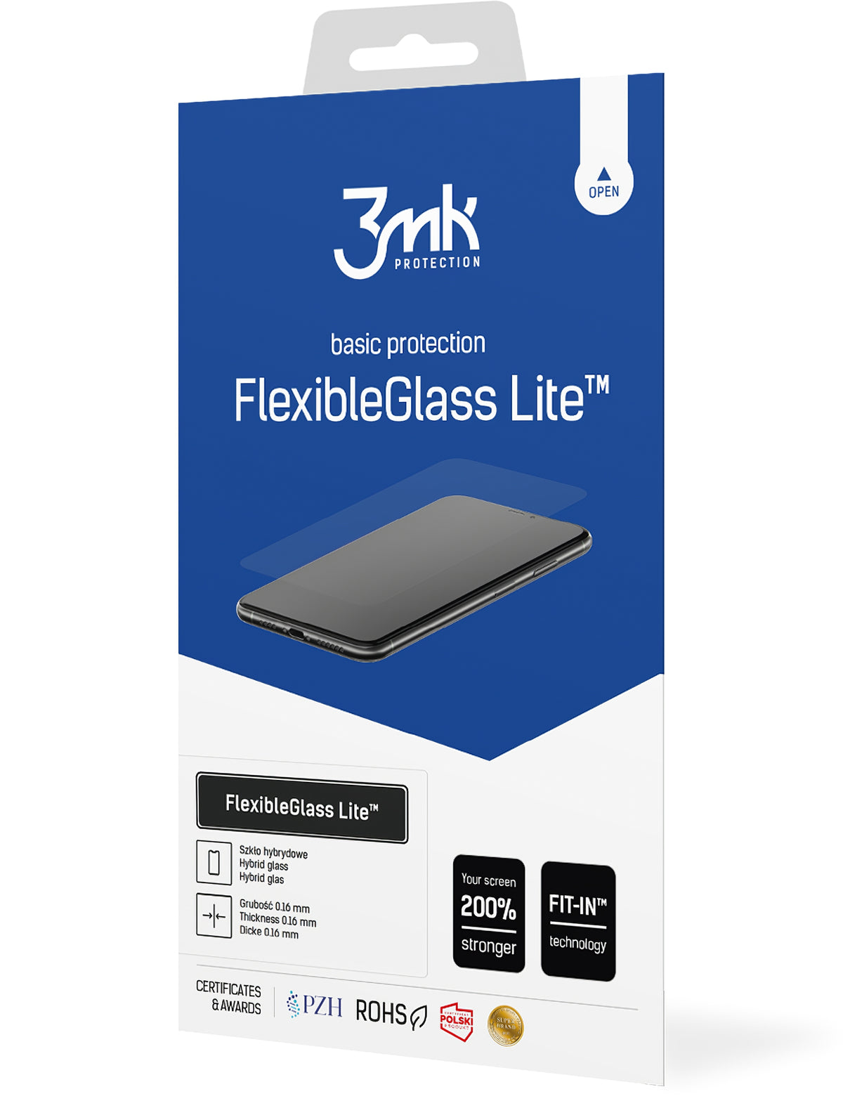 Folija za zaštitu ekrana 3MK FlexibleGlass Lite za Apple iPhone 17e / 16e / 14 / 13 Pro, Fleksibilno staklo, Full Glue
