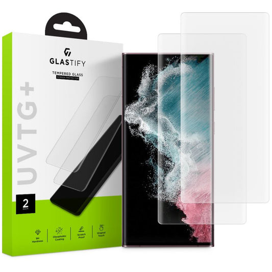 Folija za zaštitu ekrana GLASTIFY UVTG+ za Samsung Galaxy S22 Ultra 5G S908, Kaljeno staklo, UV lepak, Set od 2 komada GST008