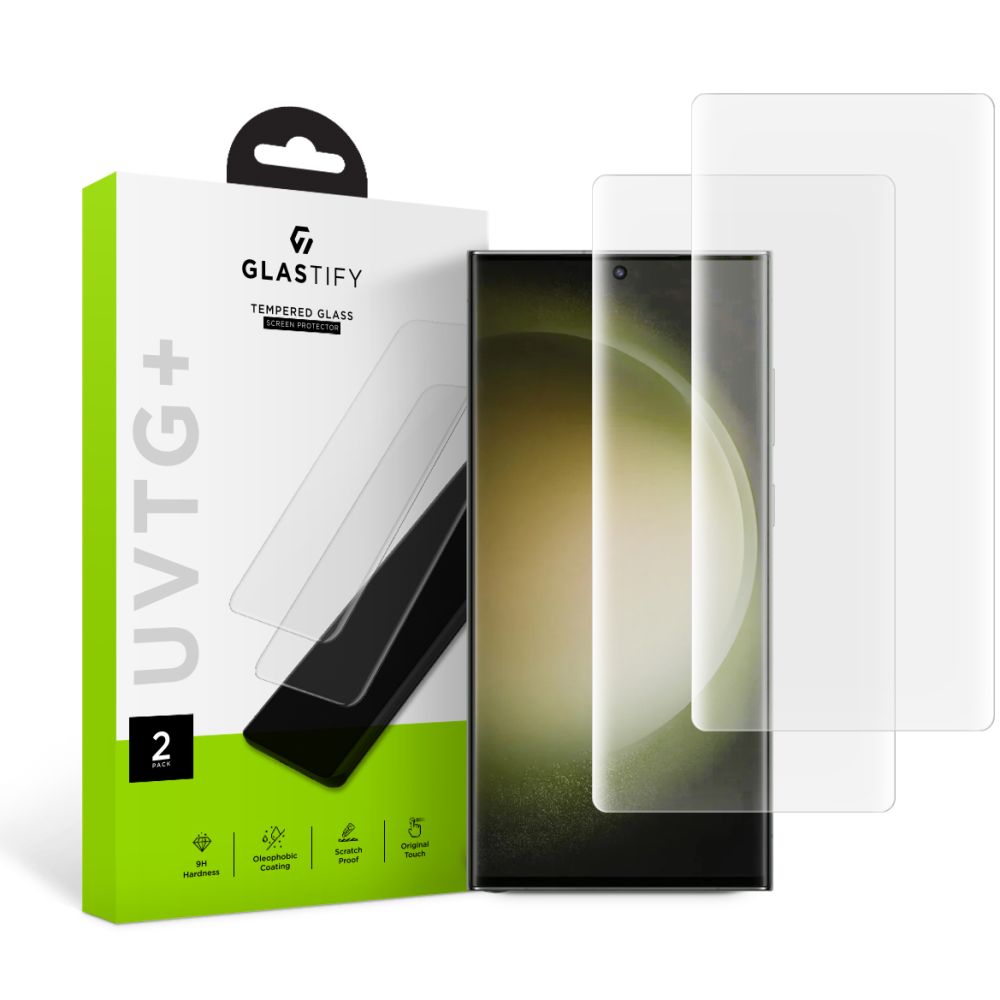 Zaštitna folija za ekran GLASTIFY UVTG+ za Samsung Galaxy S23 Ultra S918, Kaljeno staklo, UV lepak, Set 2 komada