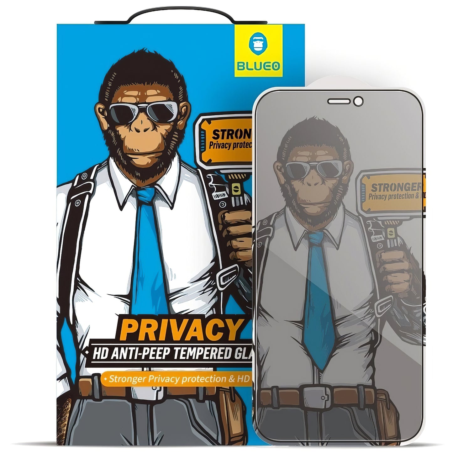Zaštitna folija za ekran Privacy Blueo za Apple iPhone 17e / 16e / 14 / 13 Pro, Kaljeno staklo, Full Glue, 5D