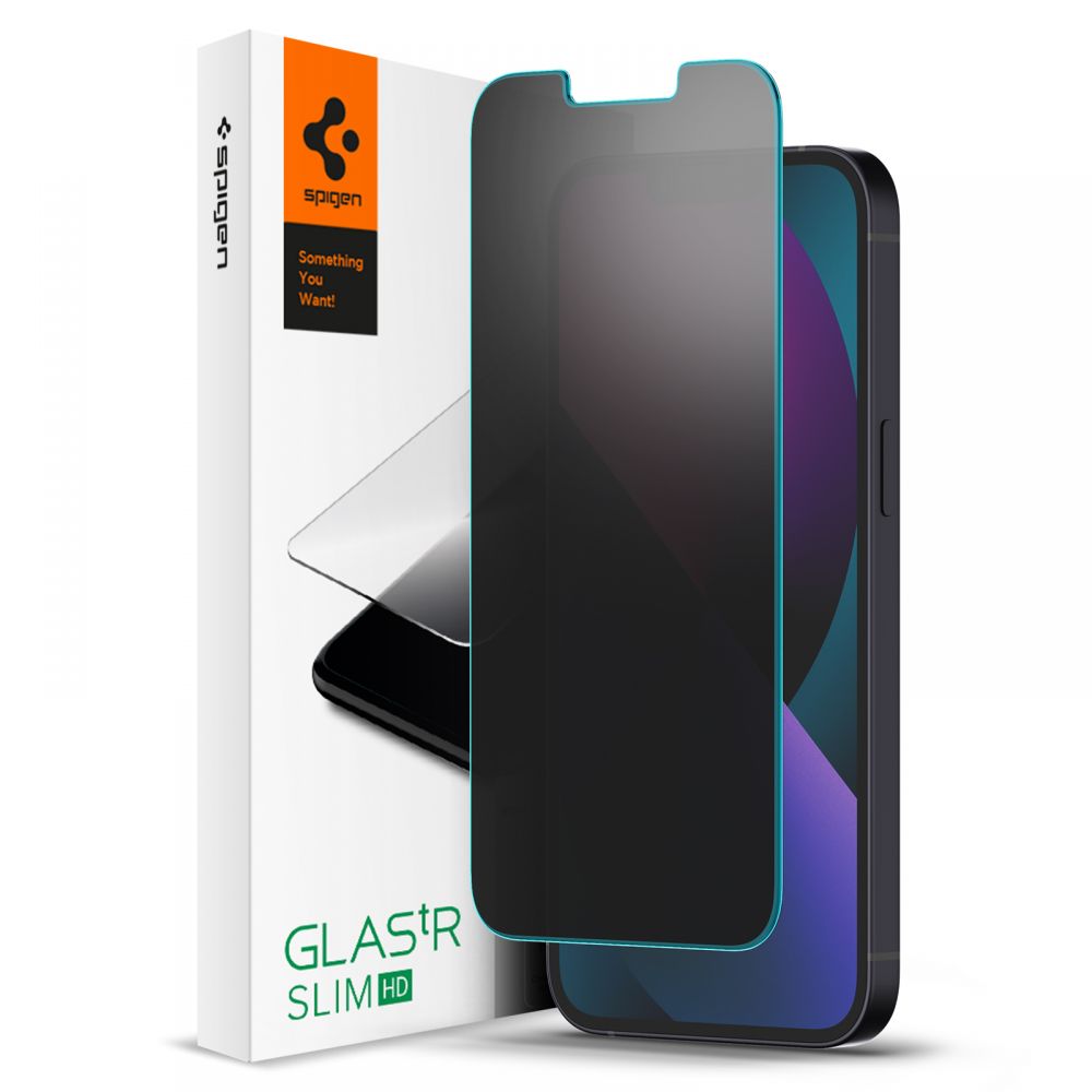 Folija za zaštitu ekrana Privacy Spigen GlastR Slim za Apple iPhone 17e / 16e / 14 / 13 Pro, Kaljeno staklo, Full Glue AGL03393