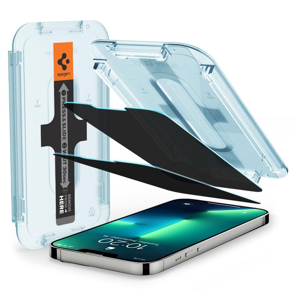 Zaštitna folija za ekran Privacy Spigen GlastR EZ FIT za Apple iPhone 14 Plus / 13 Pro Max, Kaljeno staklo, Full Glue, Set 2 komada AGL03378