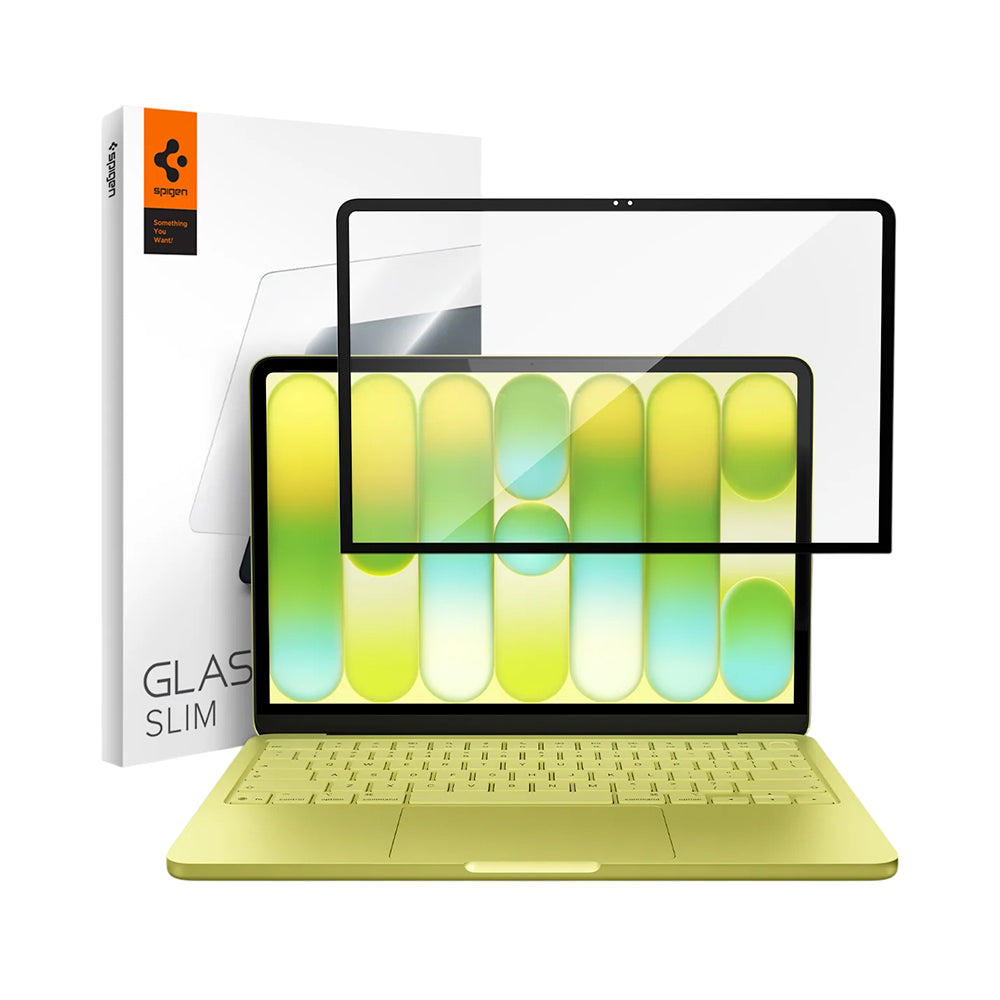 Zaštitna folija za ekran Spigen GlastR Slim za Apple MacBook Neo 13 inča, Kaljeno staklo, Crna AGL11669