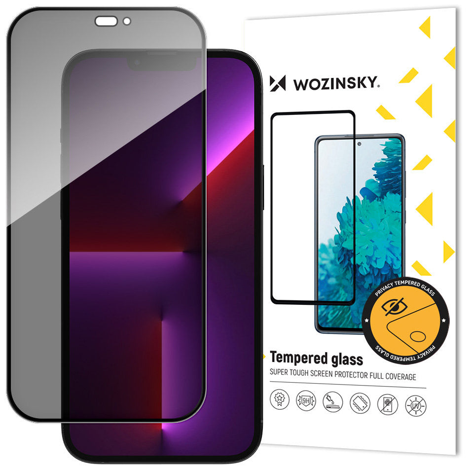 Folija za zaštitu ekrana Privacy WZK AntiSpy za Apple iPhone 14 Pro, Kaljeno staklo, Full Glue