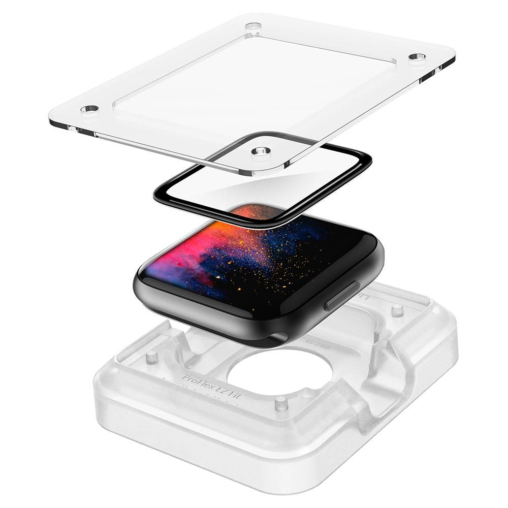 Folija za zaštitu Spigen ProFlex EZ FIT za Apple Watch 44mm seriju, Set od 2 komada, Fleksibilno staklo, Crna