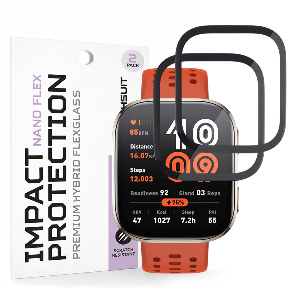 Folija za zaštitu Techsuit Nano Flex za Amazfit Bip 6, Set 2 komada, Plastika, Crna