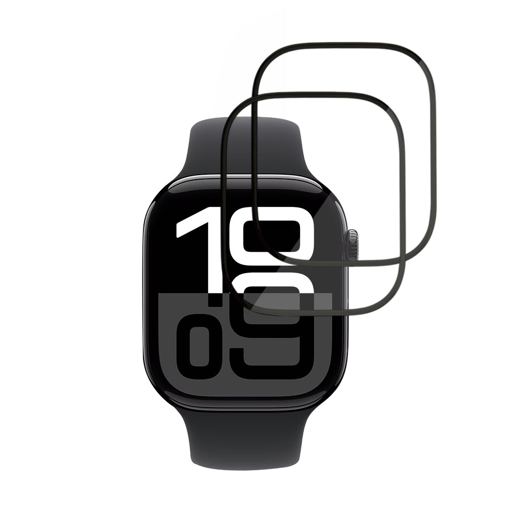 Folija za zaštitu Techsuit Nano Flex za Apple Watch Series 10 / 11 46mm, Set 2 komada, Plastika, Crna