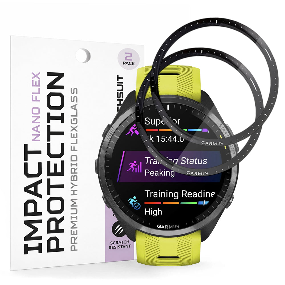 Folija za zaštitu Techsuit Nano Flex za Garmin Forerunner 965, Set 2 komada, Plastika, Crna