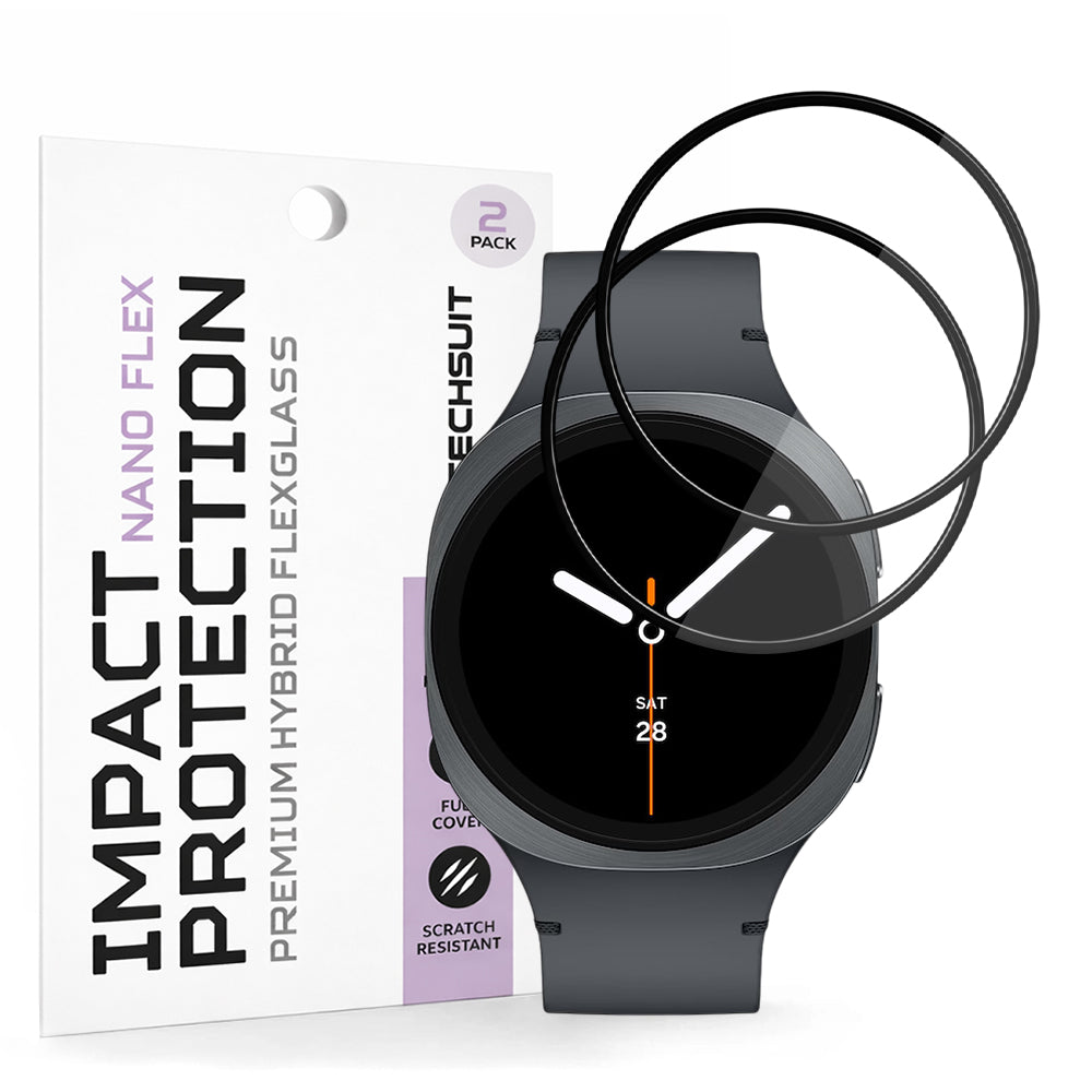 Folija za zaštitu Techsuit Nano Flex za Samsung Galaxy Watch8 40mm, Set 2 komada, Plastika, Crna