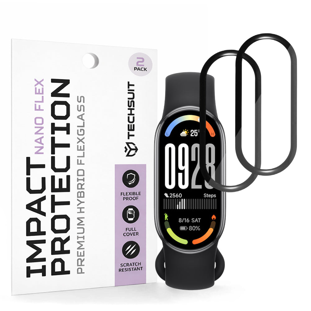Folija za zaštitu Techsuit Nano Flex za Xiaomi Smart Band 10, Set 2 komada, Plastika, Crna