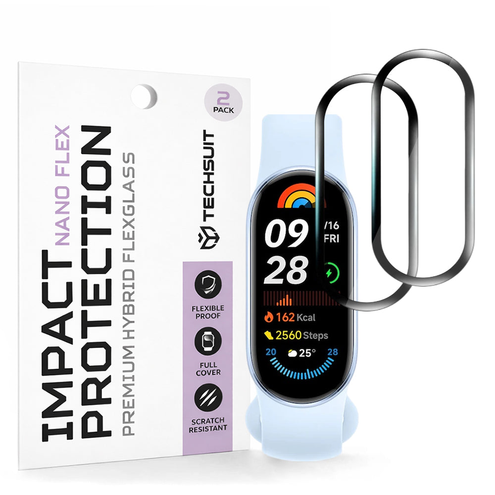 Folija za zaštitu Techsuit Nano Flex za Xiaomi Smart Band 9, Set 2 komada, Plastika, Crna