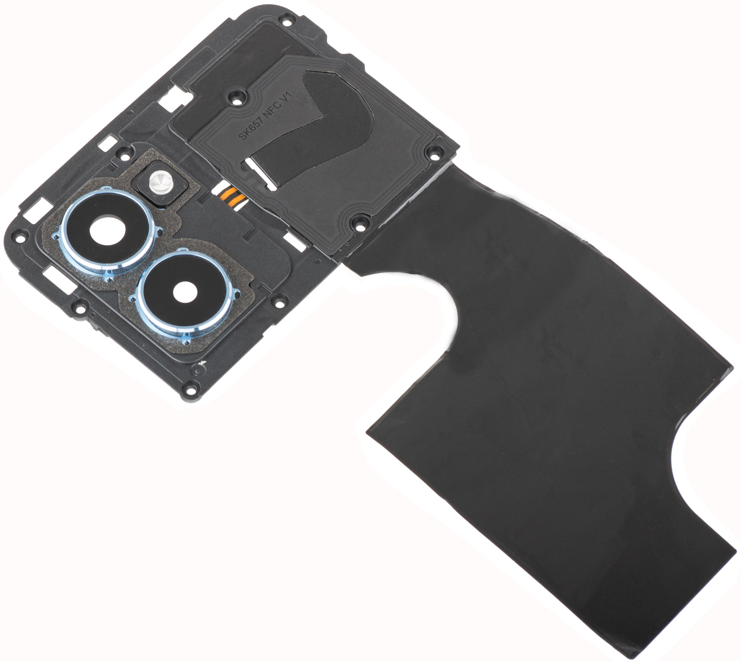 Staklo zadnje kamere - Blic - Unutrašnji okvir - NFC antena HMD Pulse Pro, sa okvirom, Srebrni, Service Pack 286954396