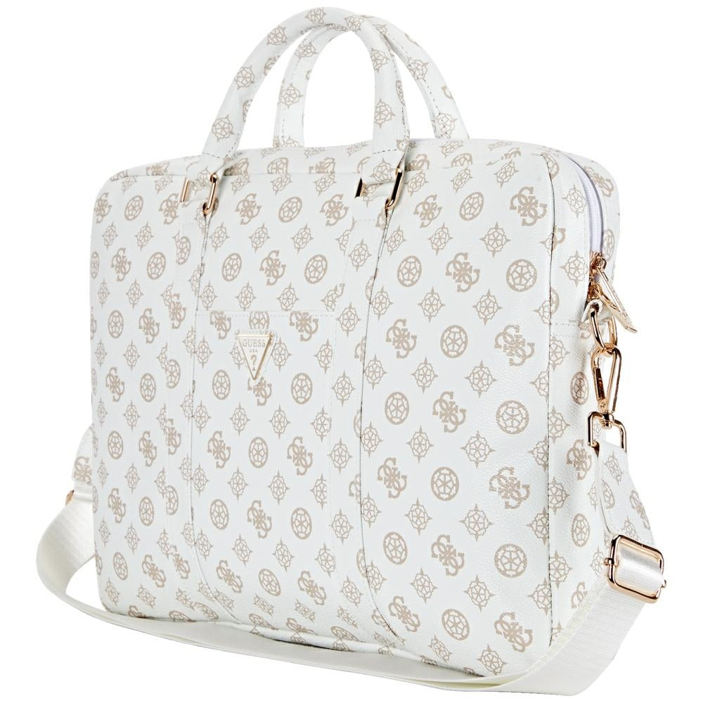 Tašna Guess Peony Triangle Logo za Laptop 16inch, Bela