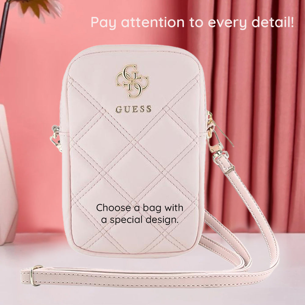 Univerzalna torba za telefon, Guess, Quilted 4G, Roze