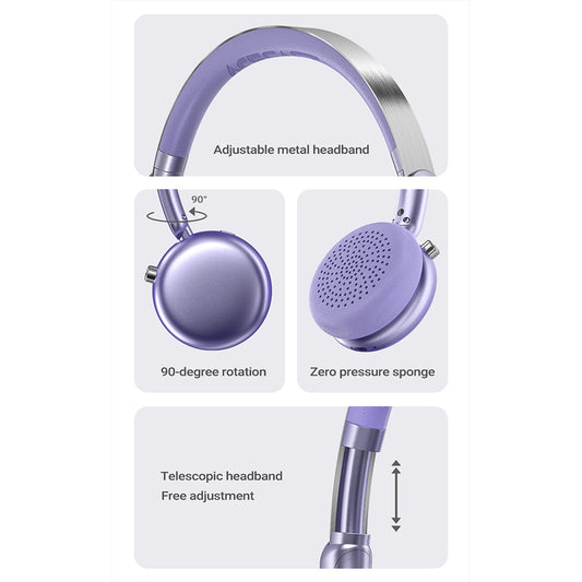 Handsfree Bluetooth Acefast H8, A2DP, ANC, Ljubičasta