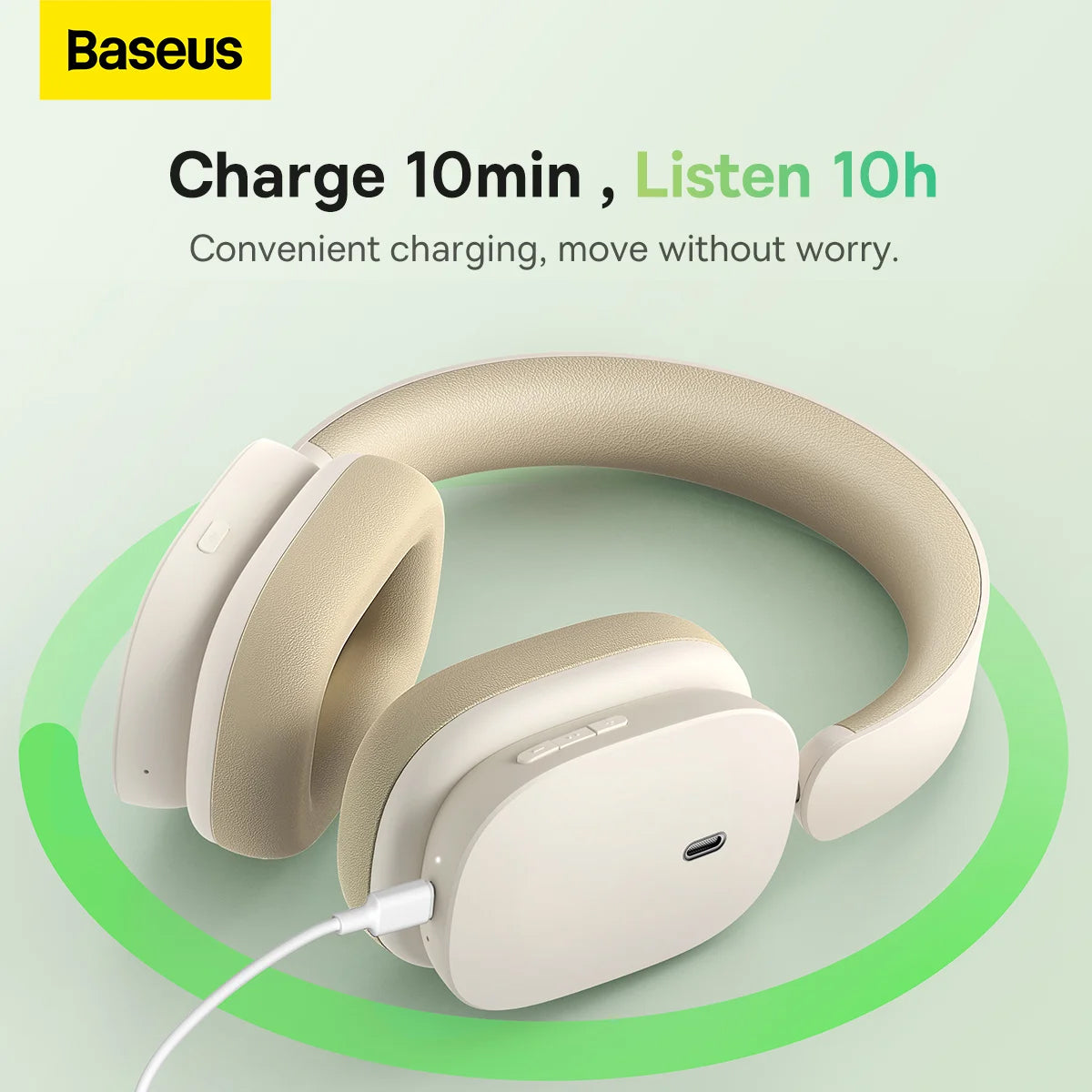 Handsfree Bluetooth Baseus Bowie H1, A2DP, ANC, Krem NGTW230202