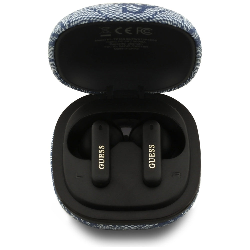 Handsfree Bluetooth Guess 4G Classic Metal Logo, TWS, Plavi