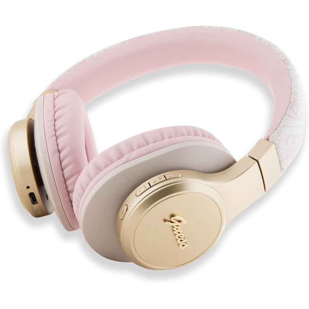 Handsfree Bluetooth Guess 4G Tone on Tone Script Logo, A2DP, Roze