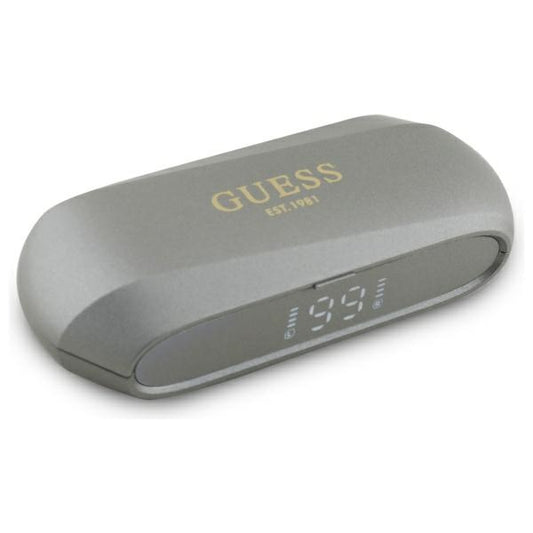 Handsfree Bluetooth Guess Elongated Metallic Printed Logo, TWS, Sivi