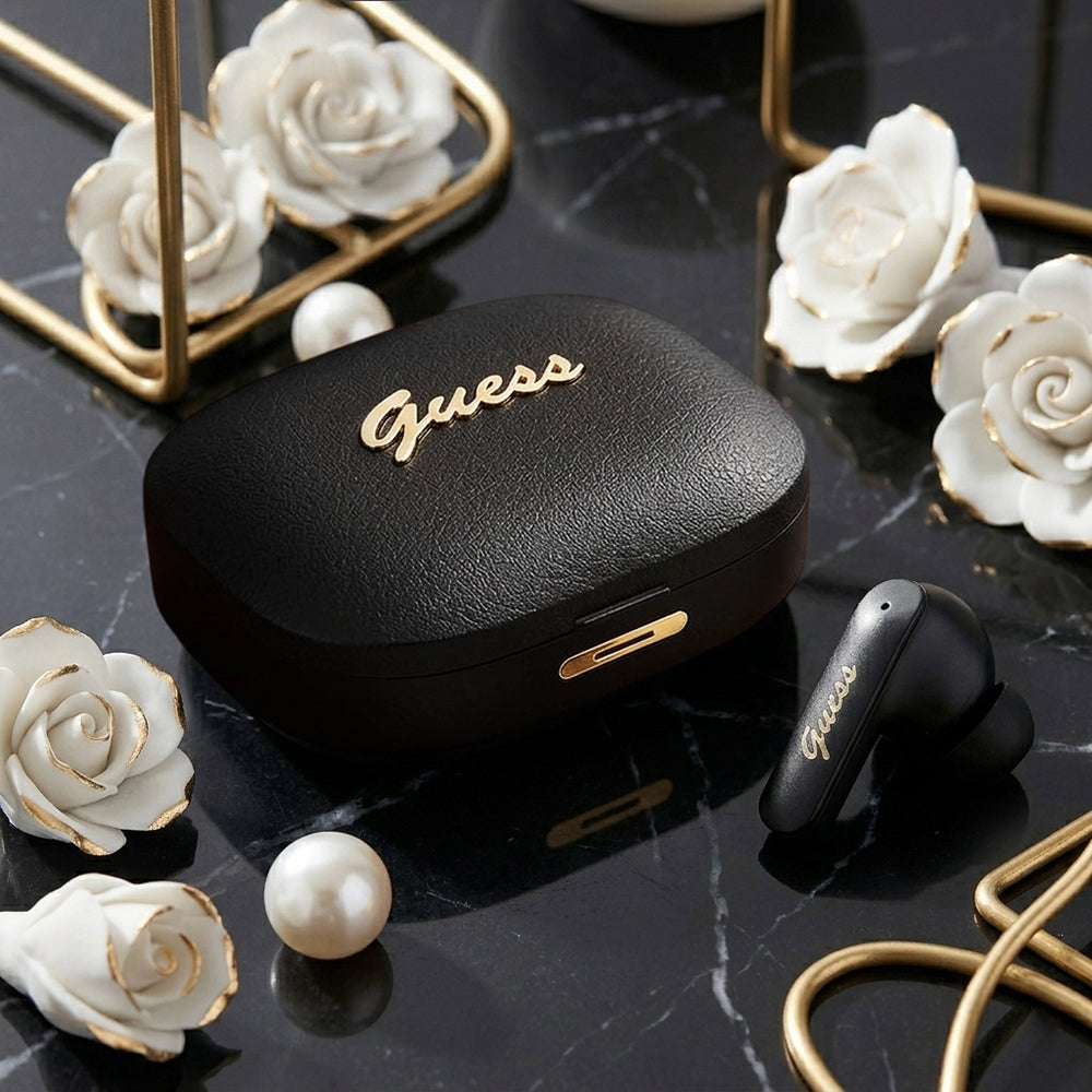 Handsfree Bluetooth Guess Script Metal Logo, TWS, Crni