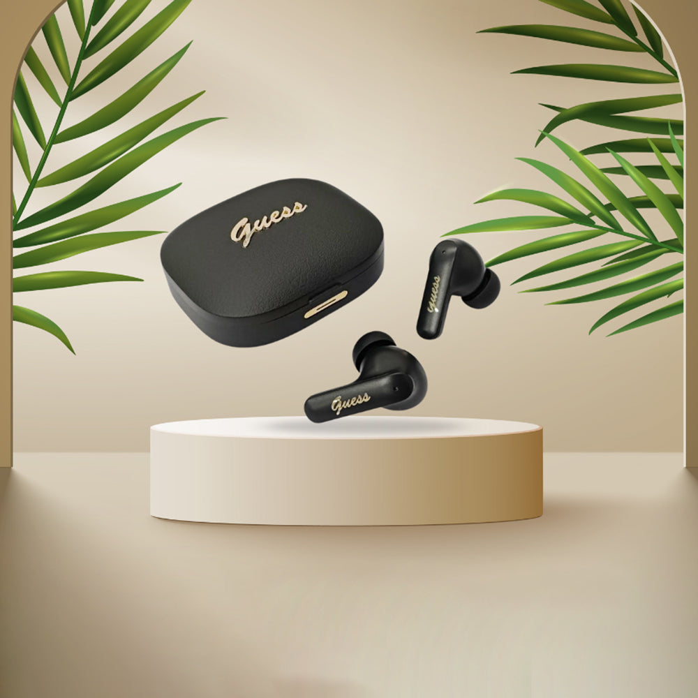 Handsfree Bluetooth Guess Script Metal Logo, TWS, Crni
