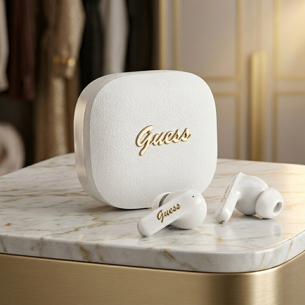 Handsfree Bluetooth Guess Script Metal Logo, TWS, Crni