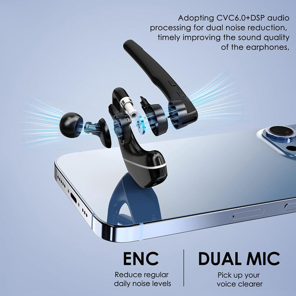 Bluetooth slušalica za Call Center Techsuit Hearyo A6L, Crna