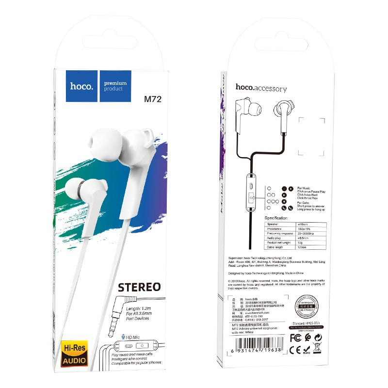 Handsfree 3.5mm HOCO M72 Admire, Beli