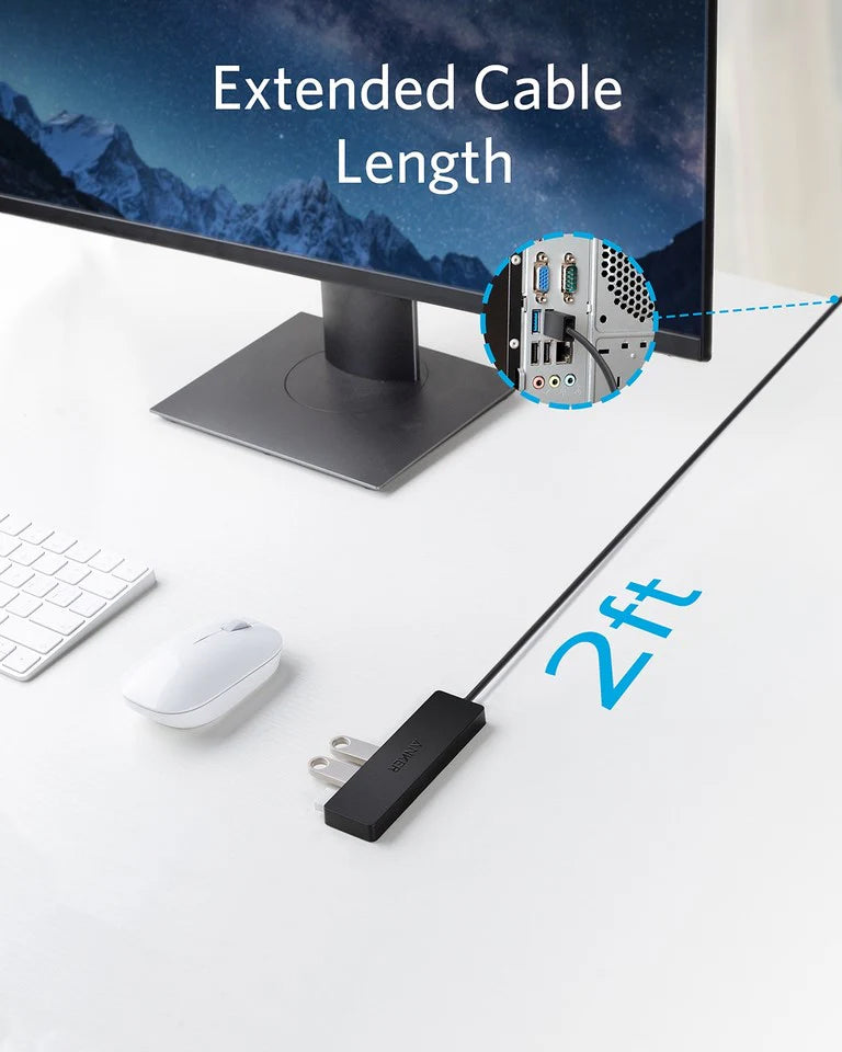 Hub USB Anker, 4 x USB-A 3.0, Crni A7516016