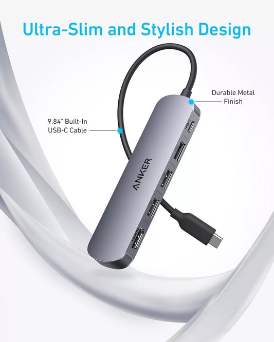 Hub USB-C Anker, 2 x USB-A - 1 x USB-A 3.0 - 1 x USB-C - 1 x HDMI, Sivi A8357HA0
