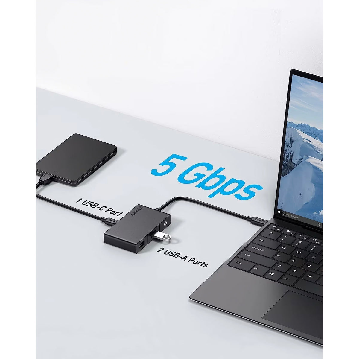 Hub USB-C Anker 332, 2 x USB-A - 2 x USB-C - 1 x HDMI, Crna A8356G11