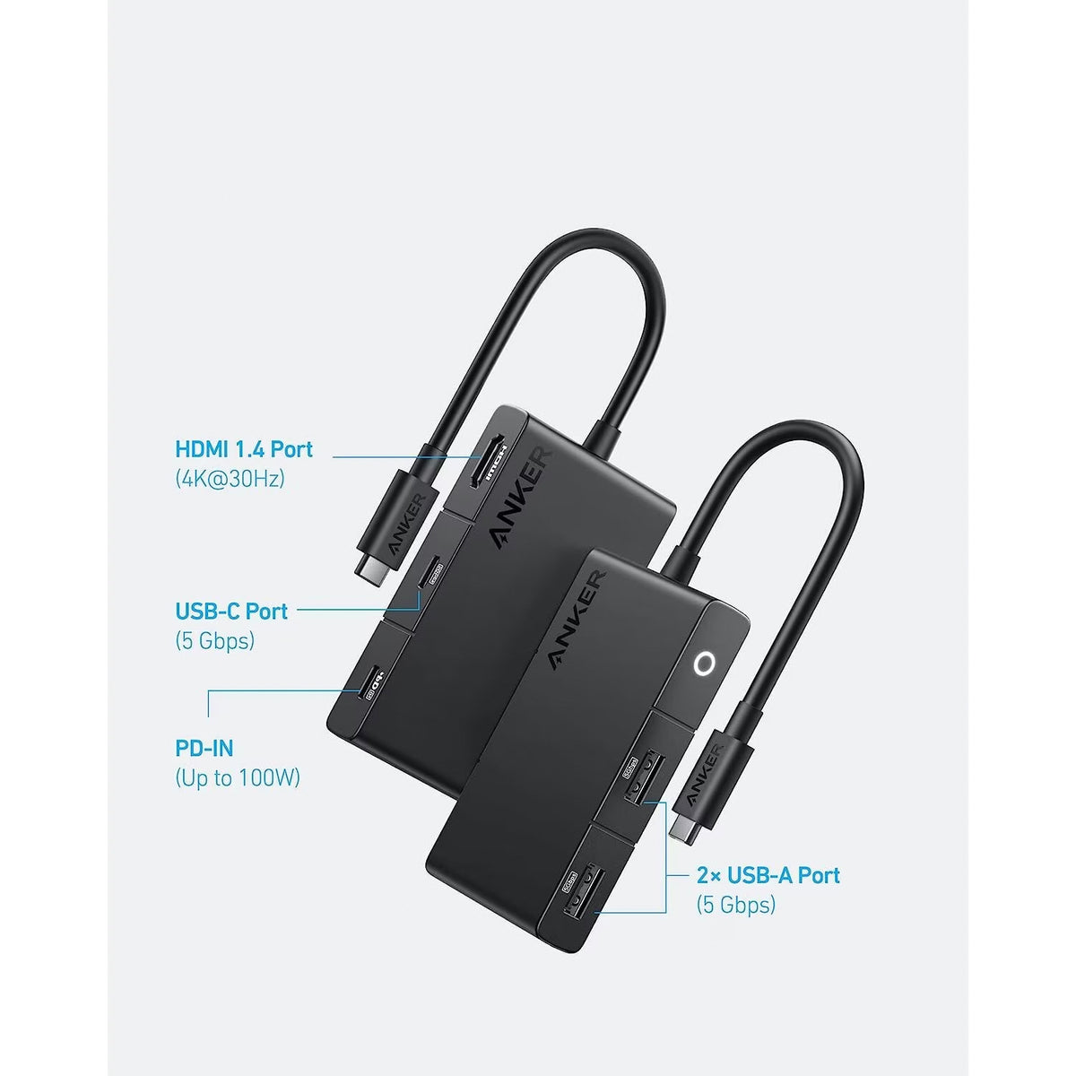 Hub USB-C Anker 332, 2 x USB-A - 2 x USB-C - 1 x HDMI, Crna A8356G11