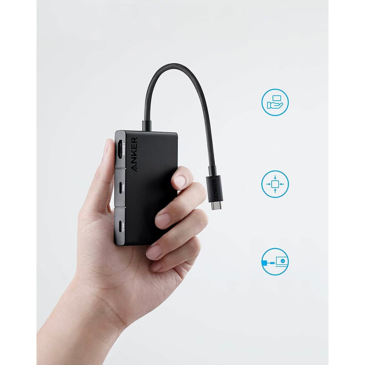 Hub USB-C Anker 332, 2 x USB-A - 2 x USB-C - 1 x HDMI, Crna A8356G11
